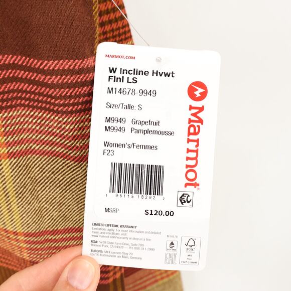 NWT Marmot Women's Incline Heavyweight Flannel Overshirt Gold Brown Size Small - Picture 8 of 8